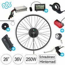 E-Bike Umbausatz 36V 250W 26" Hinterrad Nabenmotor Pedelec Umrüstungskit SCHWARZ