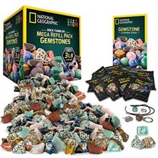 NATIONAL GEOGRAPHIC Rock Tumbler Refill Kit   3 lbs. of Rough Gemstones and R...