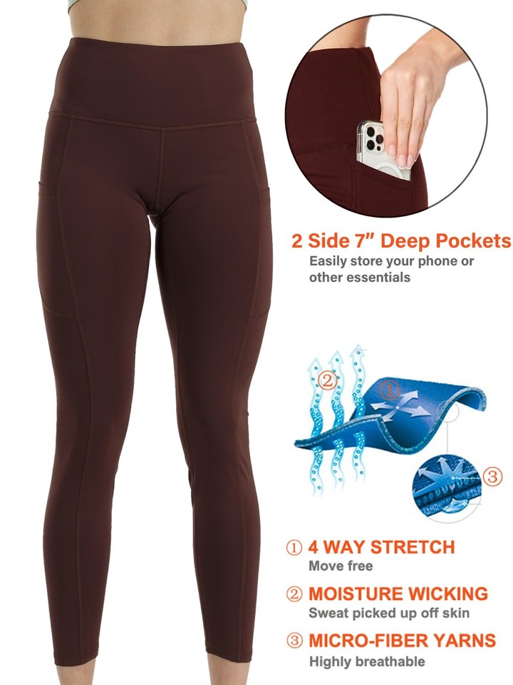 Saashi Women's Solid Color High Waist Yoga Legging With Back Waist Pocket.