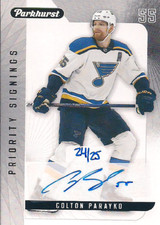 2022 UD Parkhurst Fall Promotion Colton Parayko Priority Signings Auto /25