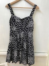 Black and White Forever 21 Sleeveless Abstract Floral Print Dress Size Small S
