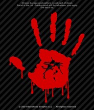 Bloody Right Hand Print Vinyl Decal Sticker Walking Dead Zombie - 25 Colors