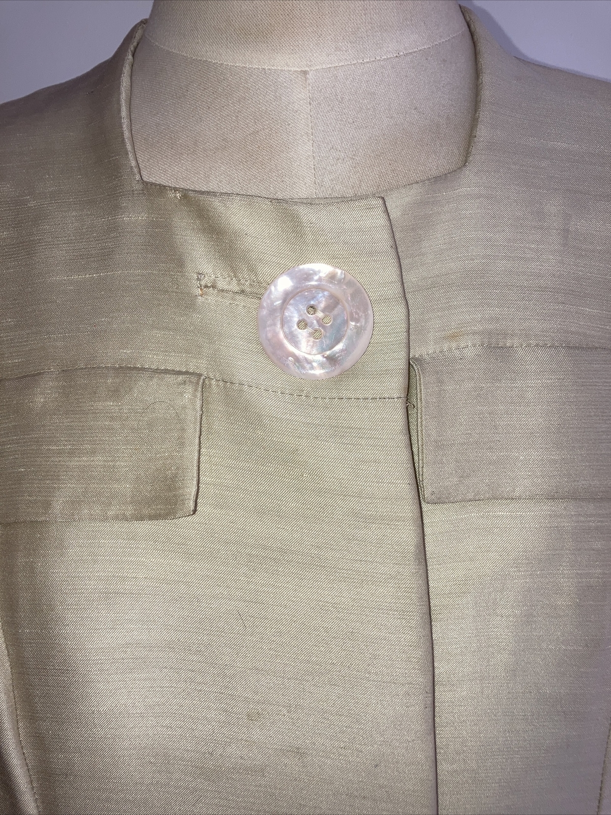 Rare 1950s "Worth"  Numbered Pleated Ivory Jacket, 21" armpit to armpit approx. 4