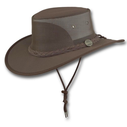 Barmah Canvas Drover Airflow Fold Away Hat In Brown or Beige (1057) - Picture 10 of 10