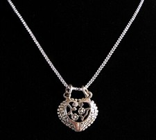 Mother Daughter Necklace Love Heart Pendant Sterling Silver 20" Box Chain