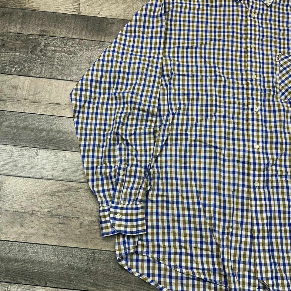 Camisa vintage a cuadros Fila manga larga abotonada regular multi para hombre 2XL Foto 4 de 4