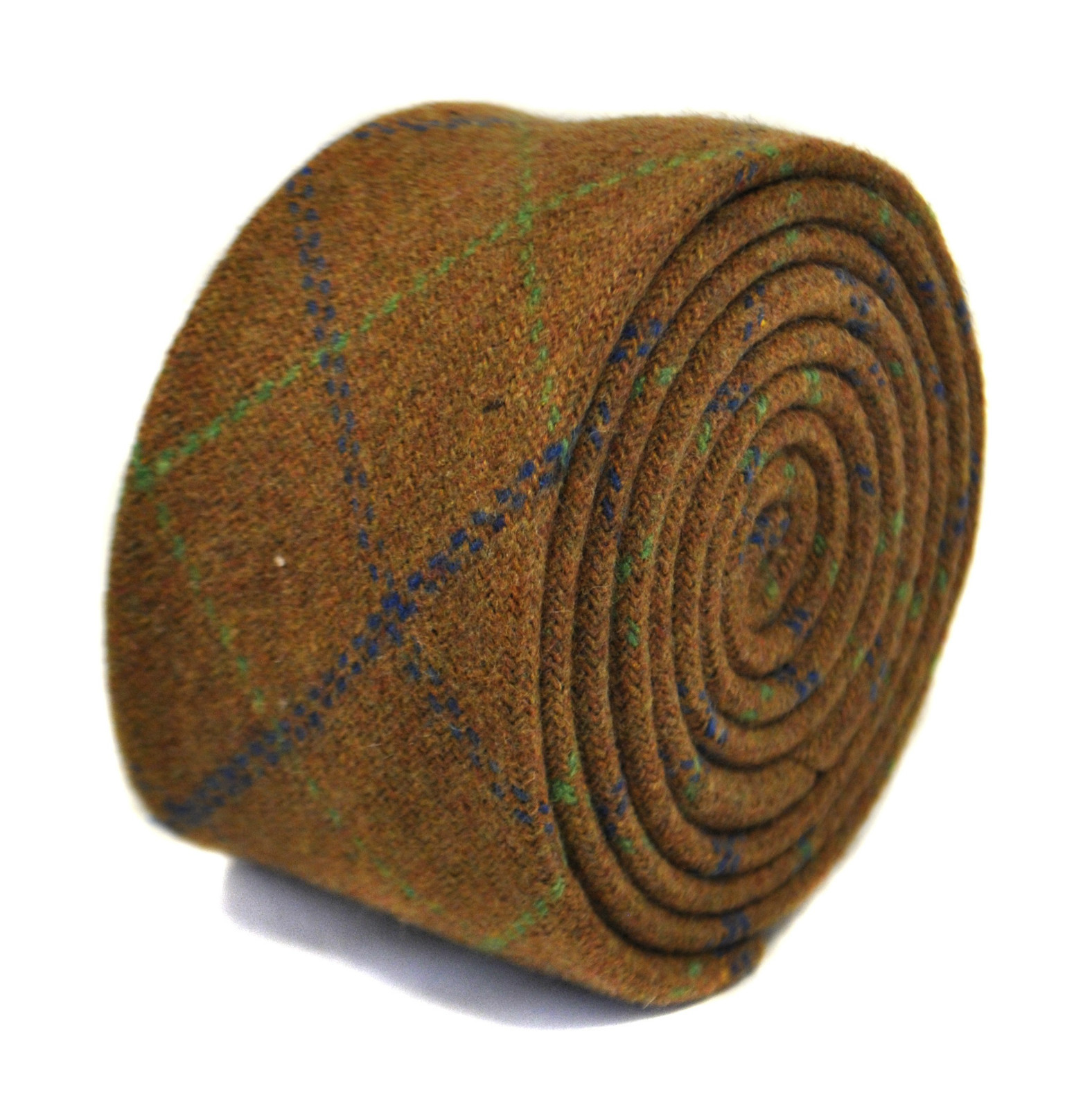 Frederick Thomas Diseñador Lana Tweed Hombre Corbata - Marrón Verde Azul -