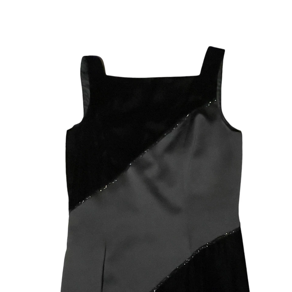 Винтажный Della Roufogali женщин 10 черный бархат атласный бисером Bias вечер коктейль - Изображение 3 из 4