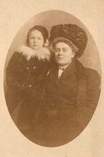 Vintage 1910's RPPC Postcard - Studio Portrait Mother and Daughter Nice Hats