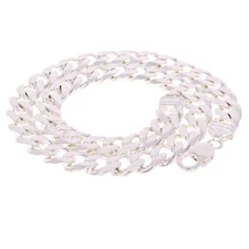 925 Sterling Silver Solid Cuban Link Chain Necklace 11mm 18.5" 92.5grams