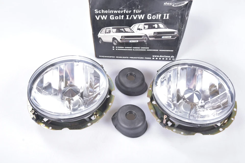 Faro proiettore Dectane SWV03 VW GOLF I 1974-1983 cromo chiaro set senza registrazione - Immagine 2 di 4