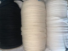 5 yards White natural 1/2" black 3/8" cotton tube CORD replacement drawstring