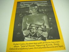 HUBERT LAWS ...#1 flutist has a new album LAWS OF PASSION 1979 Promo Poster Ad