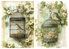 Reispapier-Motiv Strohseide-Decoupage-Vintage-Vogel-Vogelkäfig-200544