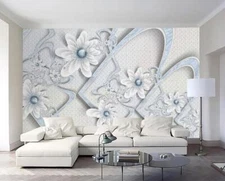3D Silver Petal Flower 43976NA Wallpaper Wall Murals Removable Wallpaper Fay