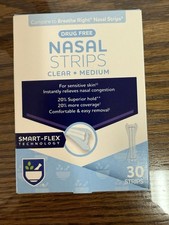 New Nasal Strips, Clear Medium, 30 Strips, Factory Sealed