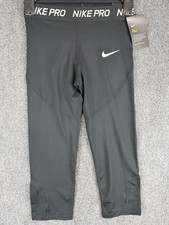 NWT Nike Pro Girls L Training Dir-Fit Black Leggings Pants Tight Fit Collant