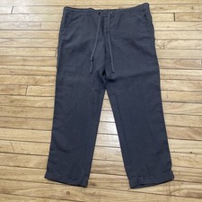 Caslon 100 Linen Pant Drawstring Waist Gray Pants Lagenlook Size Large 38x27