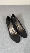 Abella True Comfort Black Fabric Slip On Kitten Heels Pumps Women's 10
