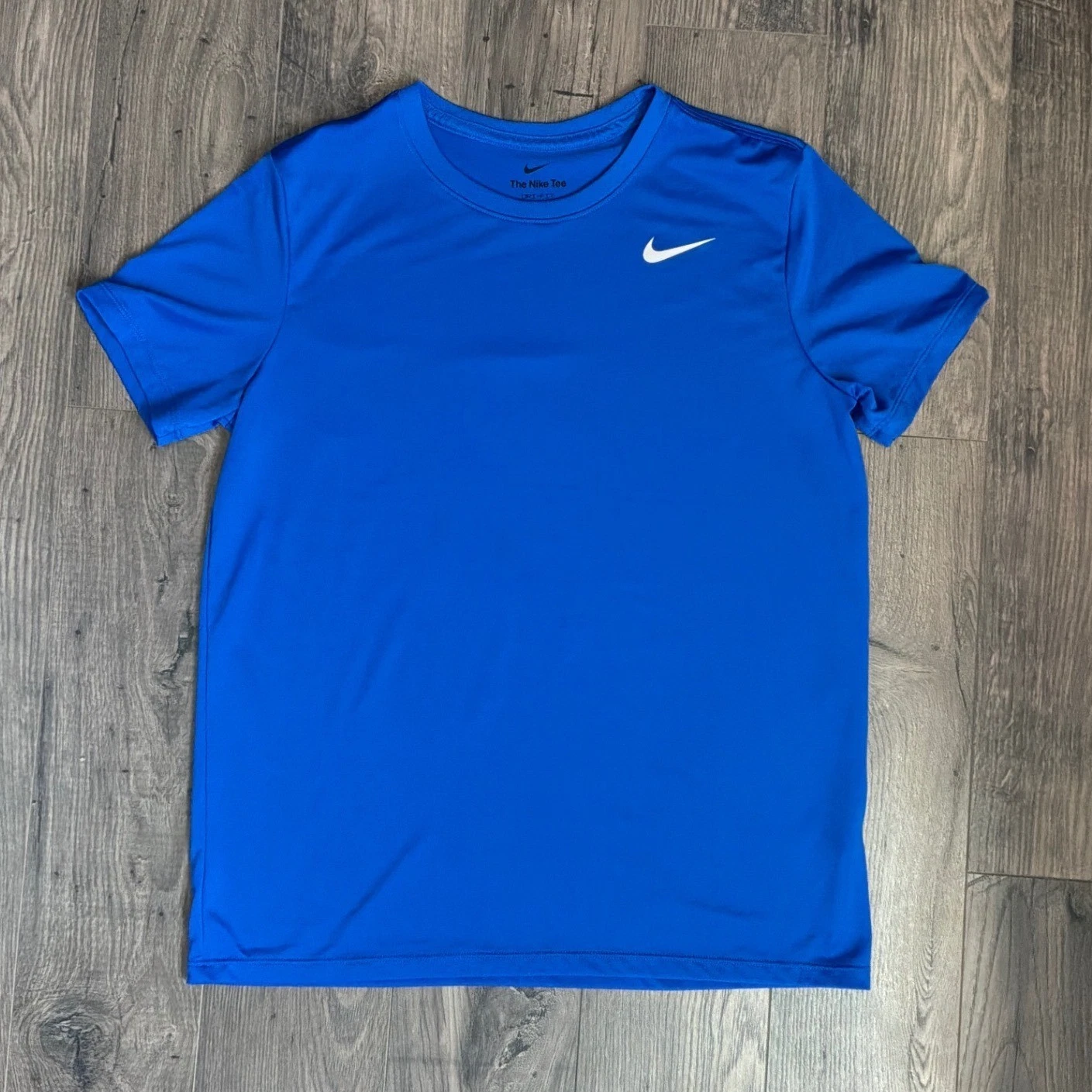 Nike Kids Dri-FIT Short Sleeve Performance T-Shirt Royal Blue Swoosh Logo Medium
