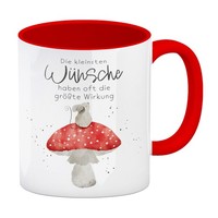 Maus Auf Fliegenpilz Kaffeebecher In Rot Mit Spruch Kleinste WüNsche GrößTe