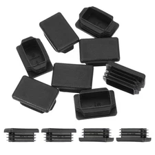1.5x1 Inch Plastic Tubing End Caps, 10 Pcs Rectangular Hole Plug Insert, Black
