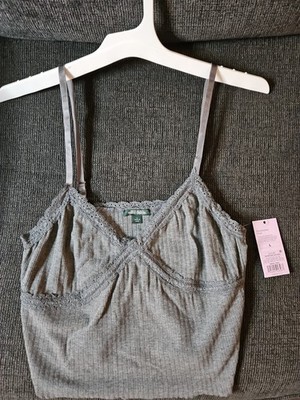 Wild Fable Women's Heather Gray Ribbed Spaghetti Strap Tank Cami Top Size Large