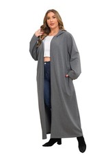 Women Hooded Zipper Robe Long Zip Up Sweatshirt Robe Zipper Front Housecoat N...