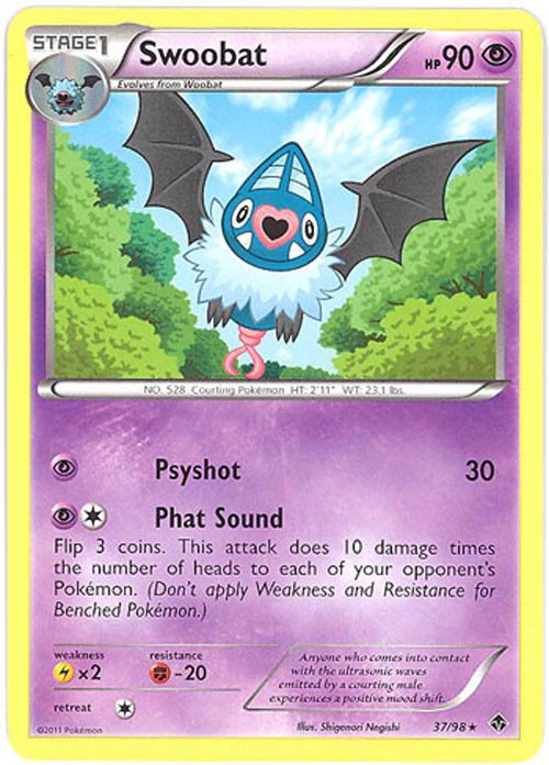 Pokemon Card - Emerging Powers 37/98 - SWOOBAT (rare) - NM