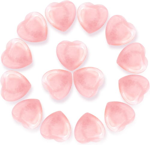 15× Rosenquarz Herzstein Kristalle Edelsteine Geschenk Liebe Heilung