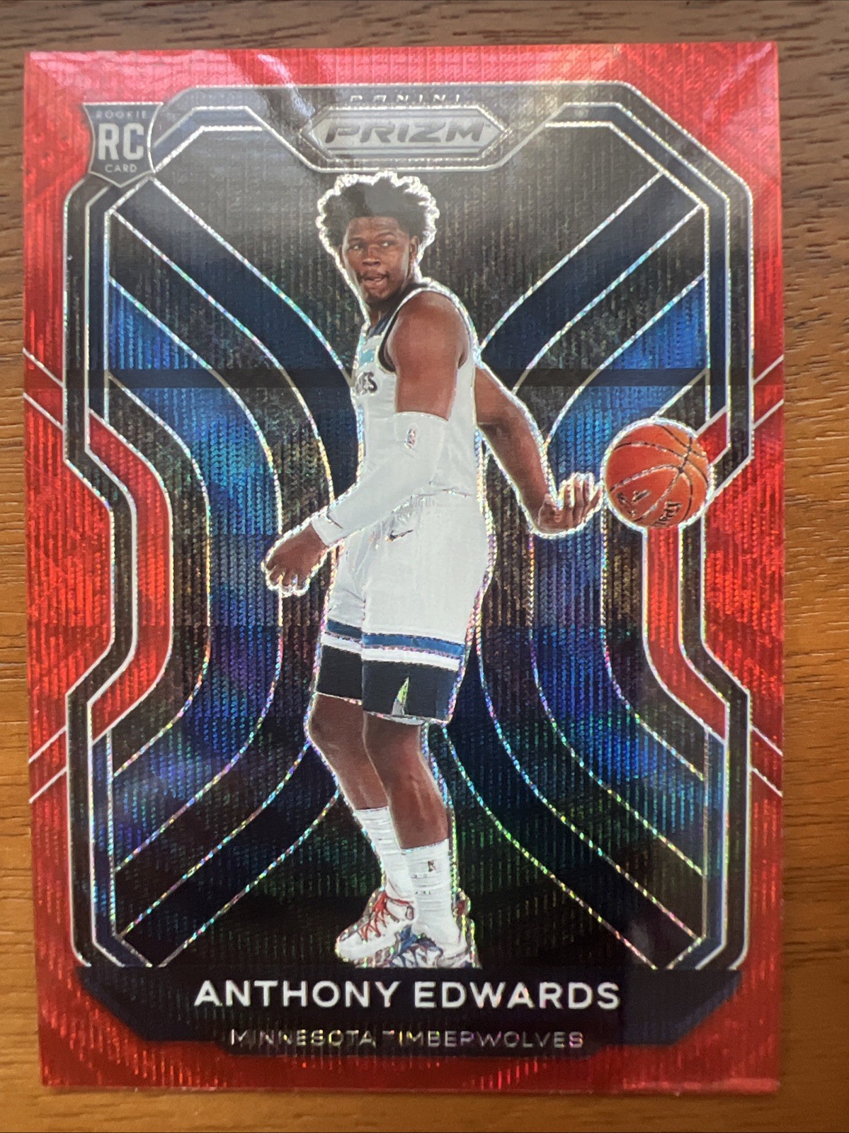 Anthony Edwards 2020-21 Prizm RUBY RED WAVE PRIZM ROOKIE RC #258 Print Line