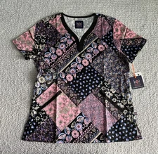 Koi Stretch Scrub Top Women’s Medium Meadow Patchwork Floral Nursing Medical