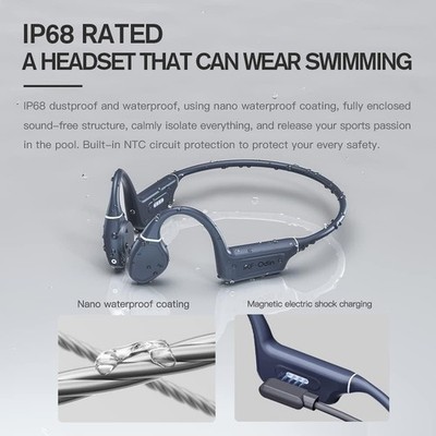 Bluetooth Bone Conduction Earphones 16GB MP3 Headphones IPX8 Swimming Waterproof