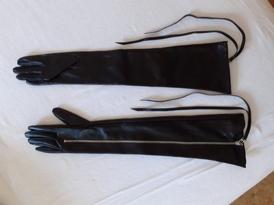 Lange Kunstlederhandschuhe, Abendhandschuhe, Opera-Gloves,