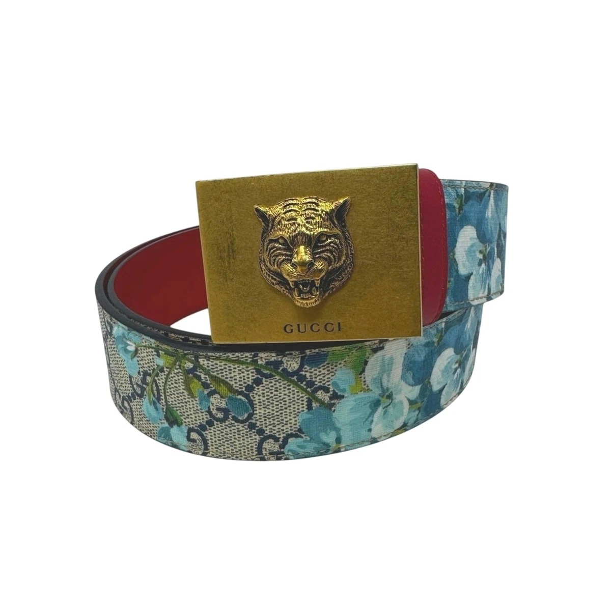 Vintage Gucci Red and White Cherry/Floral Pattern Rare Belt 35 inches Red Gucci Belt - Etsy main image 4