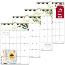 Decorably 18 Months Gold-Foiled Greenery Academic Hanging 2025 Calendar Wall ...