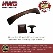 Square Knob Ribbon Pull Handle Kitchen Bath Cabinet Drawer Furniture Oil Bronze