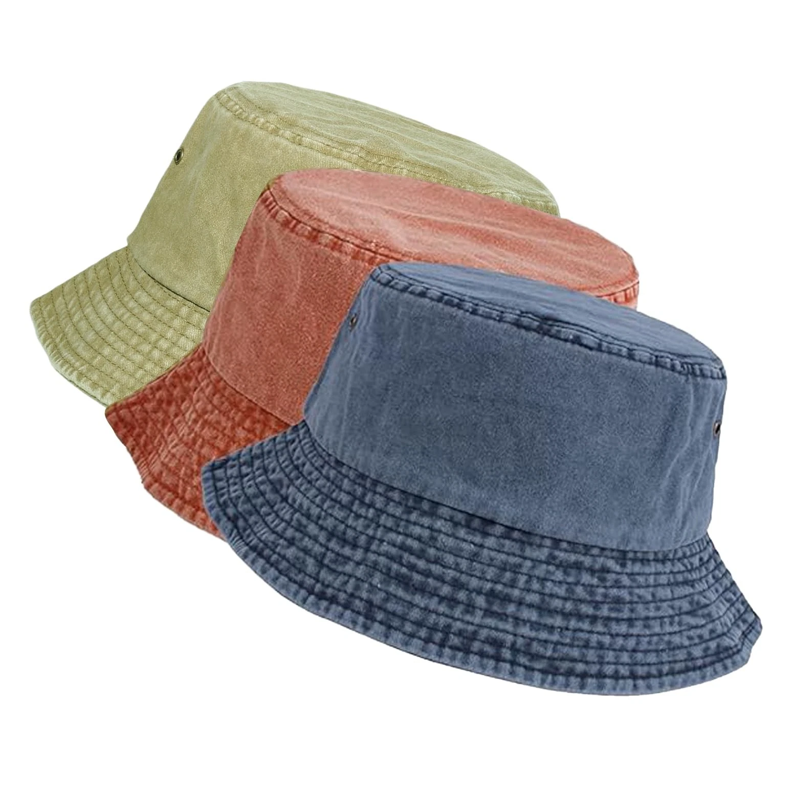 Washed Cotton Bucket Hats Packable Summer Outdoor Cap Travel Beach Sun Hat Pl...