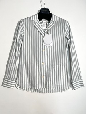 Neu mit Etikett Max Mara gestreiftes weiß/hellgraues Hemd Gr. IT 38