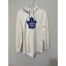 Toronto Maple Leaves Women's Cream Hoodie Embroidered Collar Small Hockey NHL