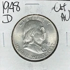1948-D FRANKLIN SILVER HALF DOLLAR~CH AU~NICE COIN~