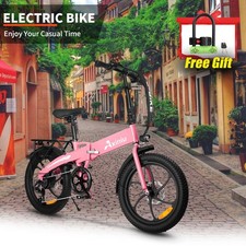 Folding Electric Bike for Adults 30MPH Electric Bicycle Commuter Ebike Pink