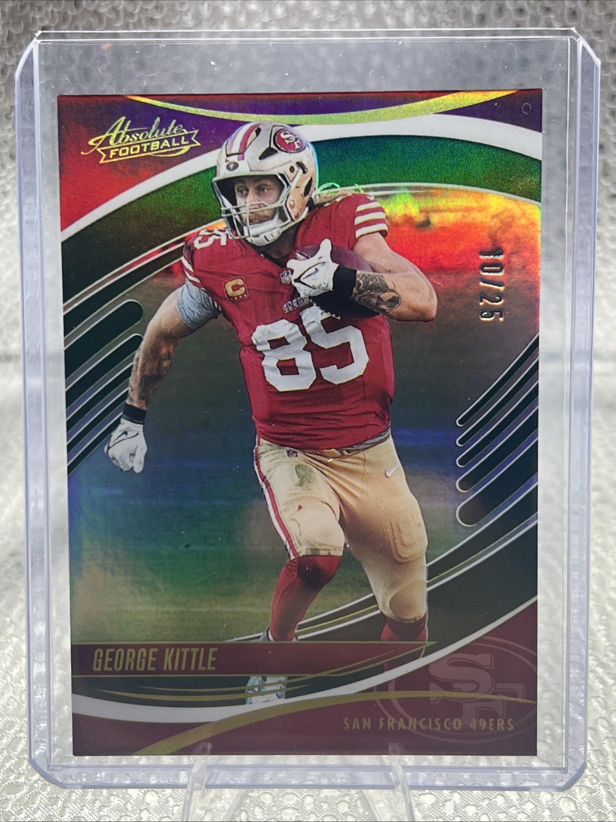 George Kittle #18 Football Cards 2025 Panini Absolute trading card — raw and PSA graded price guide
