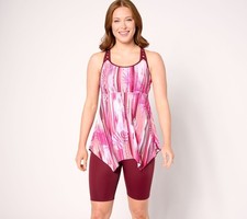 Denim  Co. Women's Plus Sz Swimsuit 22 Beach Handkerchief Multi-colored A634408