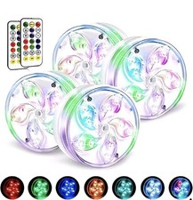 4 PACK SUBMERSIBLE LED POOL LIGHTS WITH WIRELESS REMOTE SUCTION CUPS. hot tub