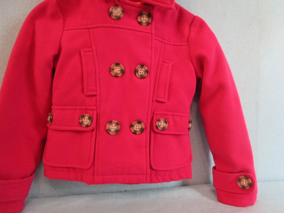 GIRL PINK WOOL BLEND QUILT LINED HOODED JACKET by DOLLHOUSE small sz 4 EUC - Image 2 of 4