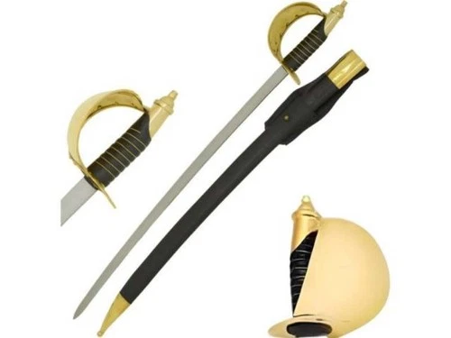 33" Medieval Warrior Brand 1860 U.S. Navy Cutlass Sword w/Wood Scabbard