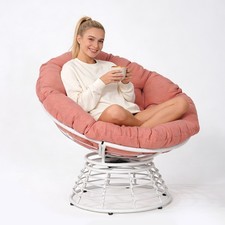 360° Swivel Papasan Chair Wicker Round Chair with Thick Cushion, Lounge Chair