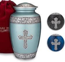 Cross Urn - Urns for Human Ashes - Turquoise Sacred Cross Memorial Urns for Hum