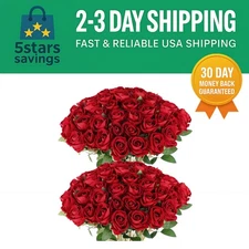 50 Maintenance-Free Burgundy Artificial Roses - Elegant for Weddings & Decor